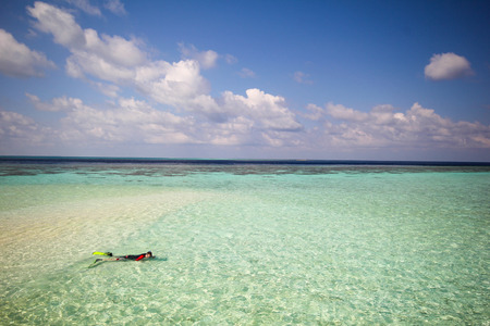 View of vilamendhoo island in the Indian Ocean Maldivesの写真素材