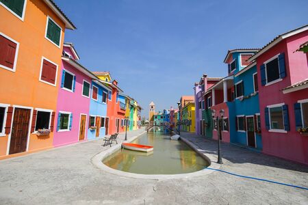 Colorful building in Ratchaburi Province, Thailandの写真素材