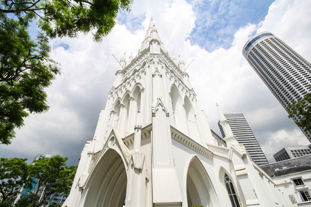 Cathedral of St Andrew in Singapore, largest cathedral in Singaporeの写真素材