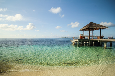 View of vilamendhoo island in the Indian Ocean Maldivesの写真素材