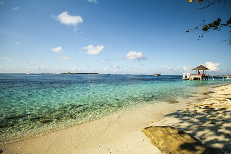 View of vilamendhoo island in the Indian Ocean Maldivesの写真素材