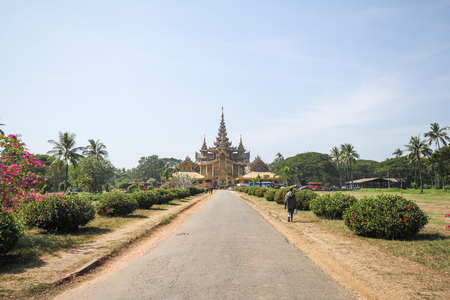 BAGO-MYANMAR-DECEMBER 27: Kambawza Thardi Palace on December 27, 2015 in Bago, Myanmarのeditorial素材
