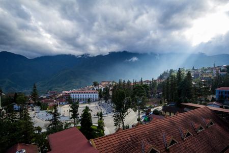 City of Sapa, Sapa District, Lao Cai Province, Northwest Vietnamの写真素材