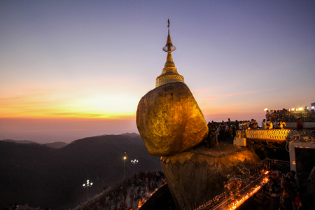 Golden rock of Kyaiktiyo, Myanmar.のeditorial素材