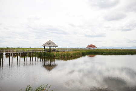 Mountain view from Wooden Bridge at Khao sam roi yod national park, Prachuap Khiri Khan, Thailandの写真素材