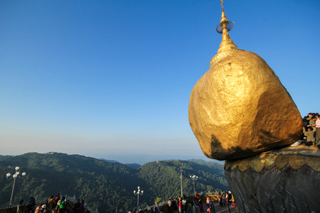 Golden rock of Kyaiktiyo, Myanmar.の写真素材