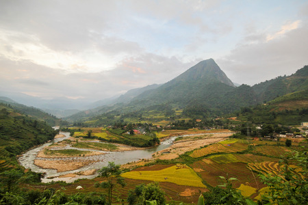 Ban Ho Village, Sapa District, Lao Cai Province, Northwest Vietnamの写真素材