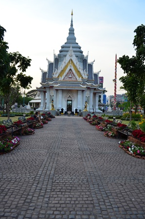 A Mondop, square structure with four arches and a pyramidal roof, is a Thai style architecture, in this picture is the Khon Kaen city pillar shrine located in Khon Kaen province, Thailand のeditorial素材