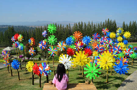 windmill with a girlの写真素材