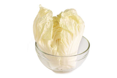 Cabbage on glass bowlの写真素材