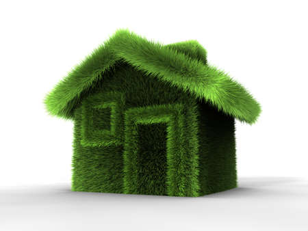 House made of grass, 3d render abstract illustrationの写真素材