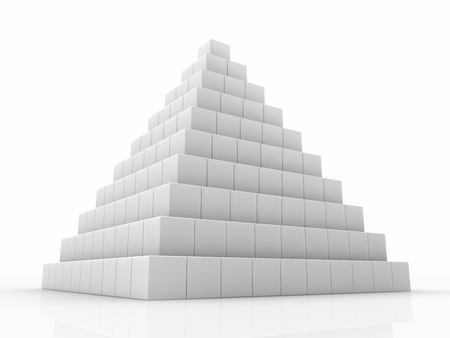 Pyramid made of small cubes, 3d abstract renderの写真素材