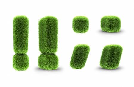 Grass interjection, dot and comma, isolated on white backgroundの写真素材