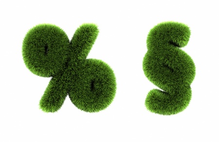 Grass percent and paragraph, isolated on white backgroundの写真素材