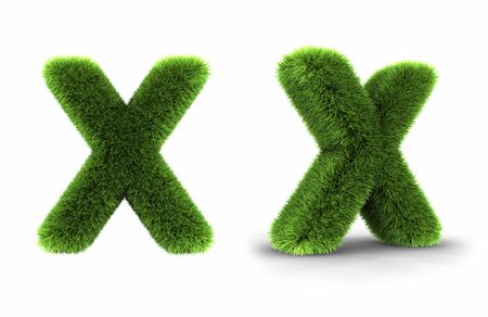 Grass letter x, isolated on white backgroundの写真素材