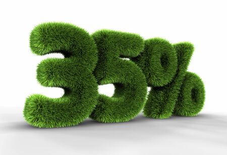 Grass thirty five percent, isolated on white background. 35%の写真素材