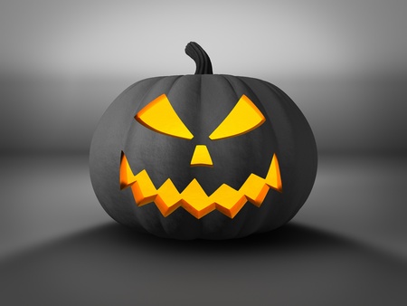 Gray halloween pumpkin on gray background, 3d illustrationの写真素材