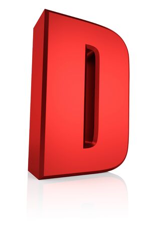 3d rendering red letter D isolated on white backgroundの写真素材
