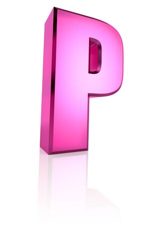 Pink letter P isolated on white background. 3d renderingの写真素材