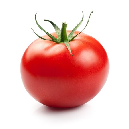 Red tomato isolated on white backgroundの写真素材