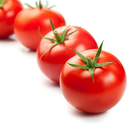 Red ripe tomatoes isolated on white background. Copy spaceの写真素材
