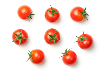 Cherry tomatoes isolated on white background. Top viewの写真素材