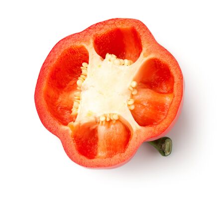 Red pepper isolated on white background. Top viewの写真素材