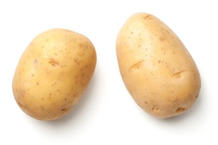 Potatoes isolated on white background. Top viewの写真素材