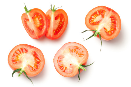 Fresh tomatoes isolated on white background. Top viewの写真素材