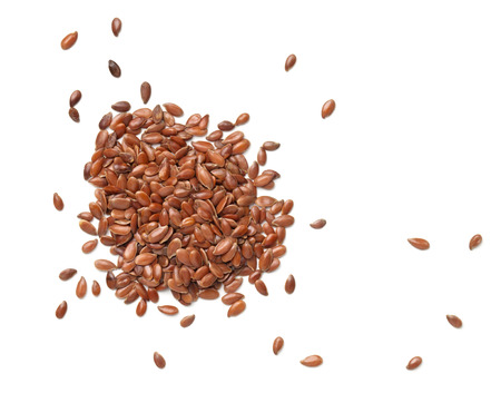 Linseeds isolated on white background. Top viewの写真素材