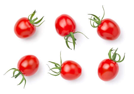 Cherry tomatoes isolated on white background. View from aboveの写真素材