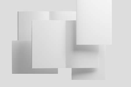A4 A5 Magazine Brochure 3D Rendering White Blank Mockup
