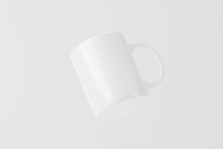 Ceramic Mug Cup For Coffee Tea White Blank 3D Rendering Mockup For Design Presentationの写真素材