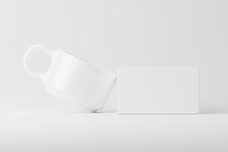 Ceramic Mug Cup For Coffee Tea White Blank 3D Rendering Mockup For Design Presentationの写真素材