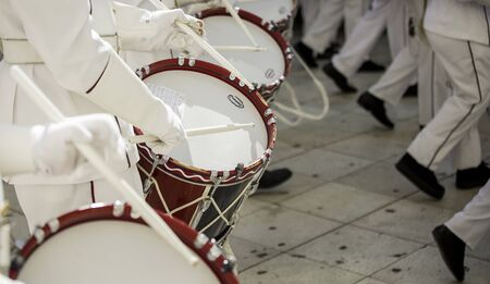 CORFU, GREECE - AUGUST, 12, 2016: Clerics and philharmonic musicians in the customary lament procession on the Saint Spyridon celebration , at the old town of Corfu.のeditorial素材