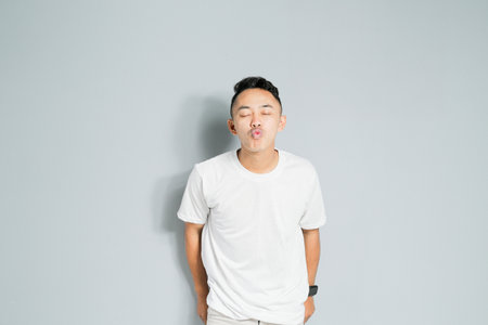a young Asian is about to kissの写真素材