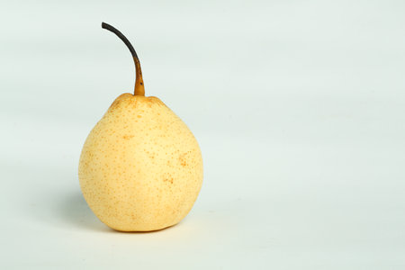 pears placed on a plain white baseの写真素材