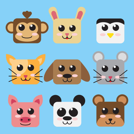 illustration of funny human face icon. Flat cartoon style suitable for web landing page, banner, flyer, sticker, card, children books and etc.のイラスト素材
