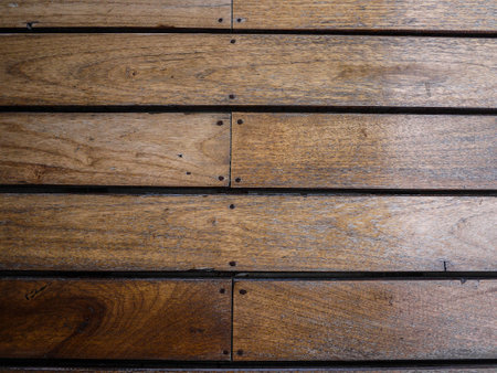 Wooden floor in gardenの写真素材