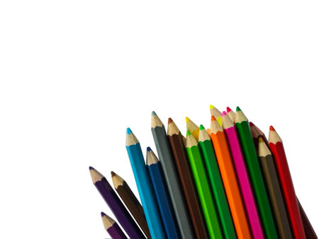 Colorful pencils on white backgroundの写真素材