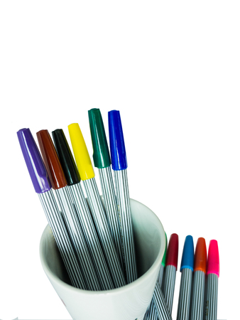 colorful magic pen on white backgroundの写真素材
