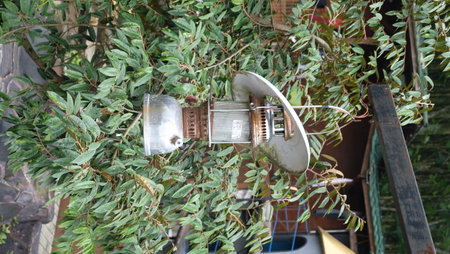 Old lamp in the garden.Vintage lamp in the garden.の写真素材