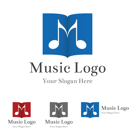 Music template. Two notes and music sheet forming letter.のイラスト素材