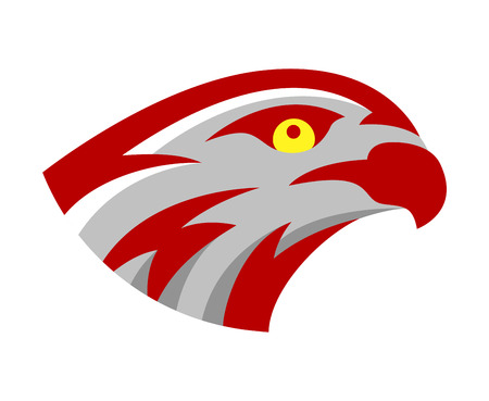 Vector falcon or hawk head sport logo mascot design. American wild eagle abstract bird beak symbol sign concept.のイラスト素材