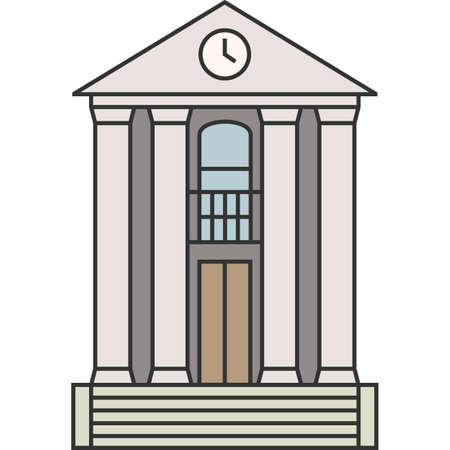 Downtown City Real Estate Building Vector Thin Line Flat Color