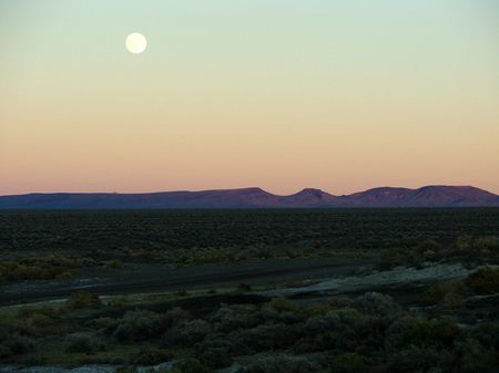 Moon over the Nevada desert.の写真素材