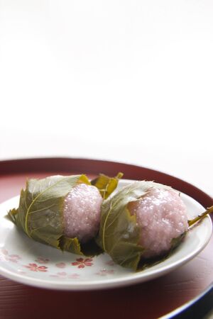 Japanese sweet,sakura-mochi の写真素材