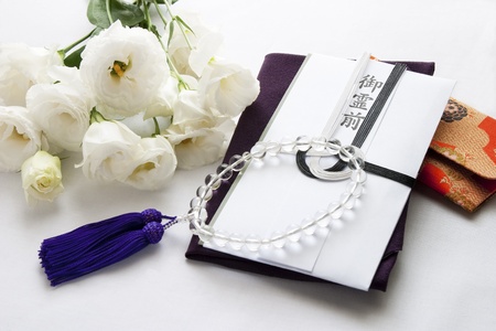 Rosary, unhappiness bag, Lisianthusの写真素材