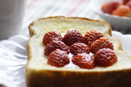 Toast with strawberry rideの写真素材
