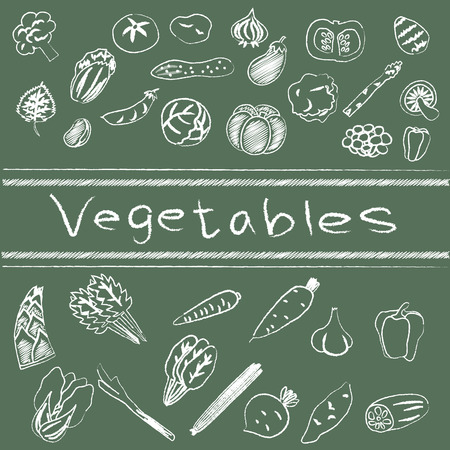 Chalk painting style vegetables imageのイラスト素材